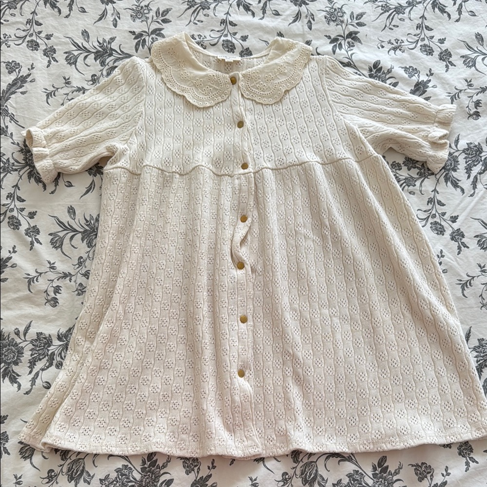 Cream Button-Up kids Dress